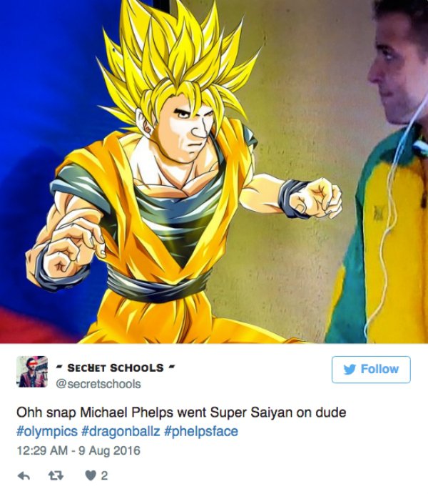 cartoon - Sechet Schools y Ohh snap Michael Phelps went Super Saiyan on dude 7 2