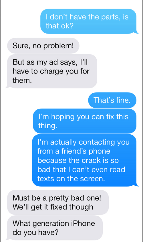 iPhone Repairman Via Text Gets Trolled
