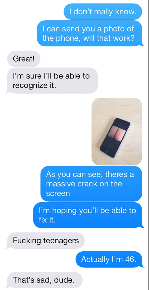 iPhone Repairman Via Text Gets Trolled