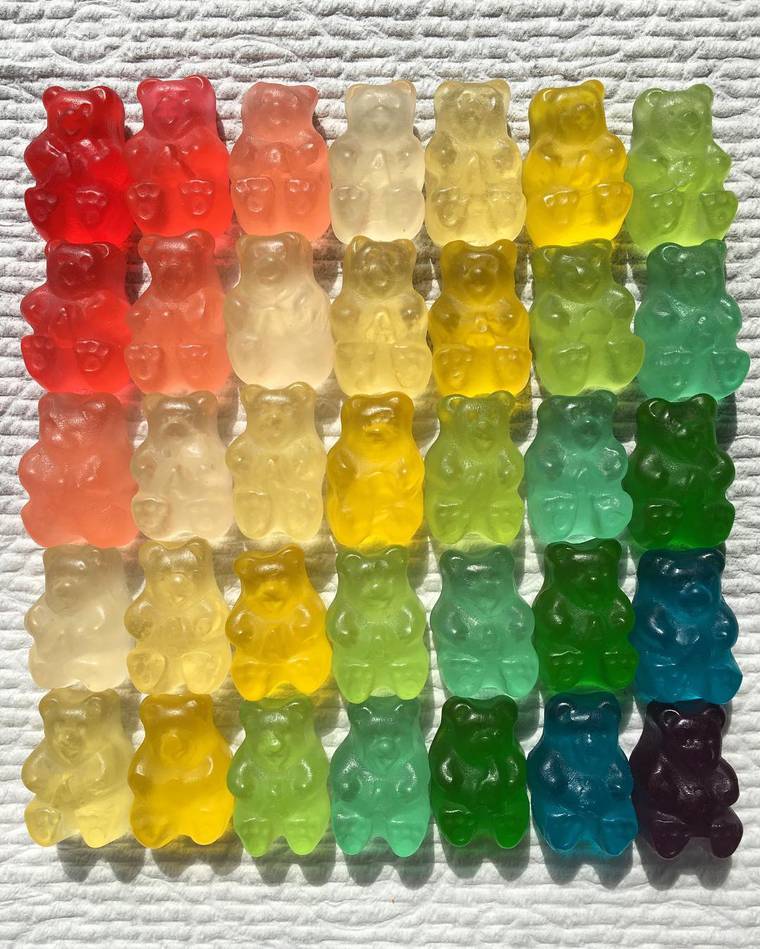 organized gummy bears