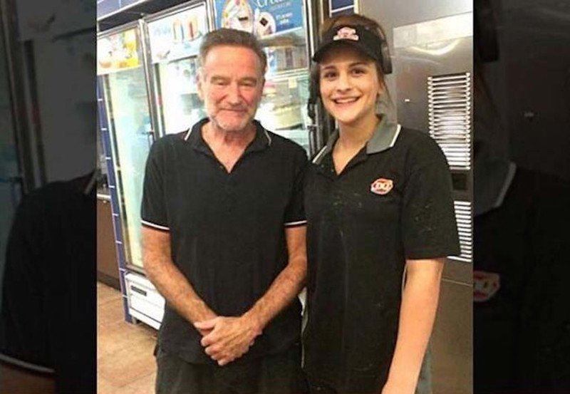 Robin Williams
This is the final image of Robin Williams, posing with a fan. Williams would later commit suicide.