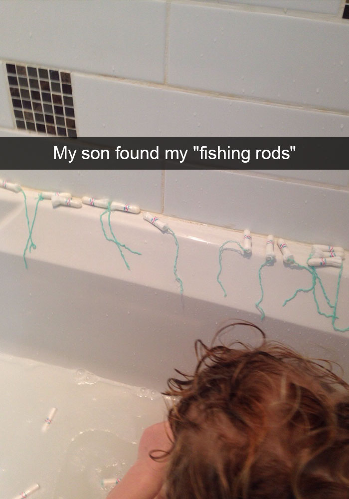 kids snapchat hilarious kids - My son found my "fishing rods"