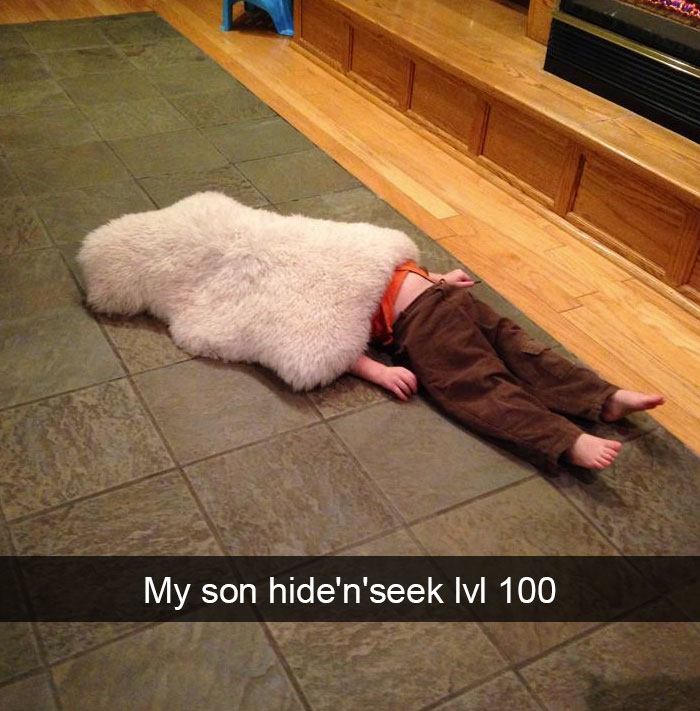 kids snapchat kid under rug - My son hide'n'seek lvl 100