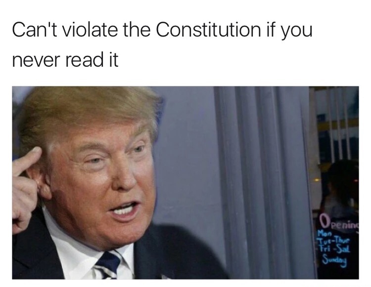 meme stream - donald trump memes - Can't violate the Constitution if you never read it Le Upening Mon TriSal. Sunday