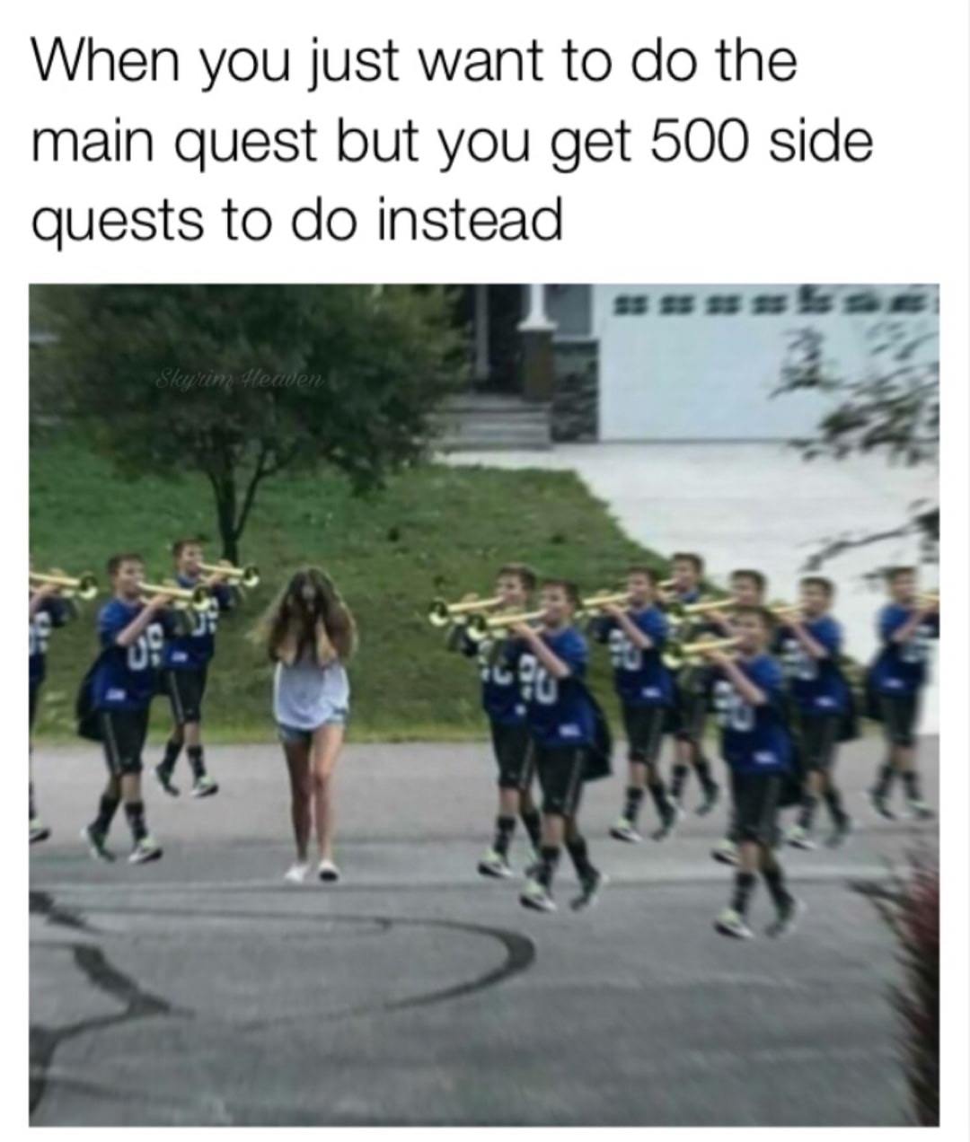 sensory overload meme - When you just want to do the main quest but you get 500 side quests to do instead Ss Ss Skyrim lewen