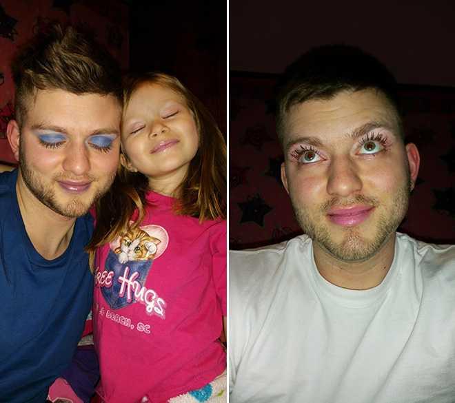 21 Dads Proudly Wearing Makeovers Given by Their Daughters