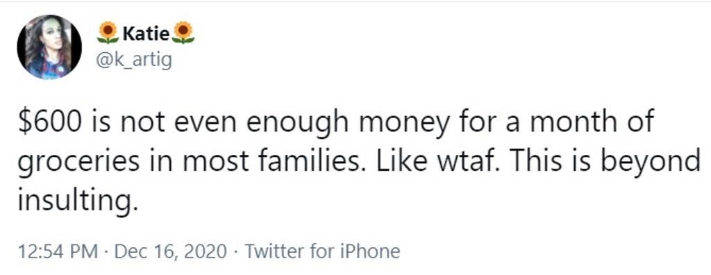 paper - Katie $600 is not even enough money for a month of groceries in most families. wtaf. This is beyond insulting Twitter for iPhone
