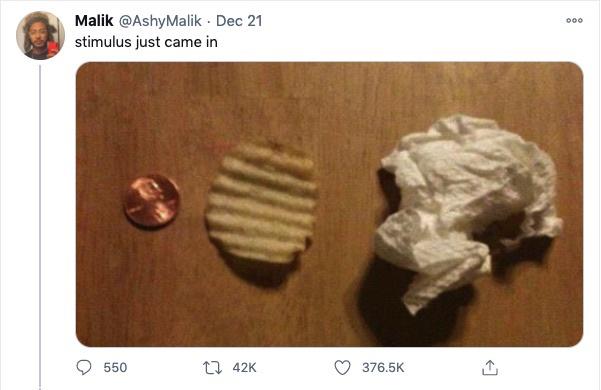 penny chip and used napkin - Malik Malik. Dec 21 stimulus just came in O