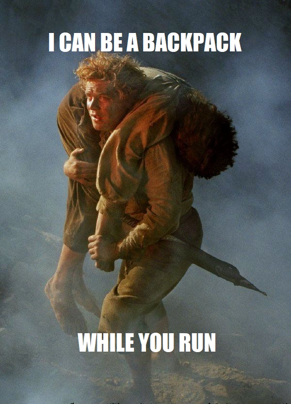 carry on back meme - I Can Be A Backpack While You Run