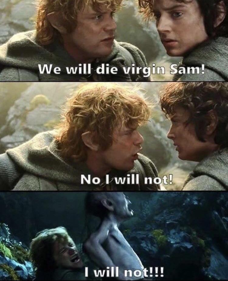 will not die a virgin - We will die virgin Sam! No I will not! I will not!!!