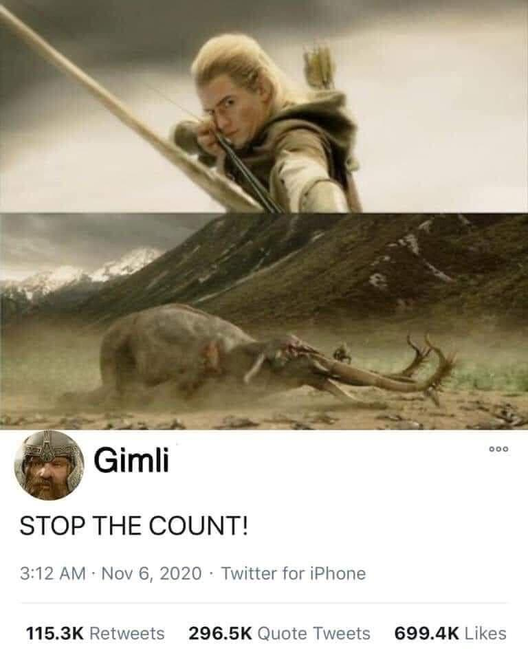 lord of the rings that only counts - Gimli Stop The Count! . Twitter for iPhone Quote Tweets