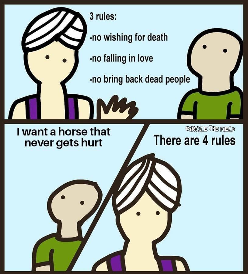 pinatas scream harder daddy - 3 rules no wishing for death no falling in love no bring back dead people Circle The Field I want a horse that never gets hurt There are 4 rules