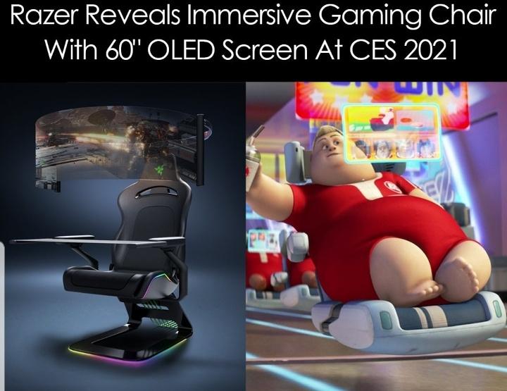 wall e pod - Razer Reveals Immersive Gaming Chair With 60" Oled Screen At Ces 2021