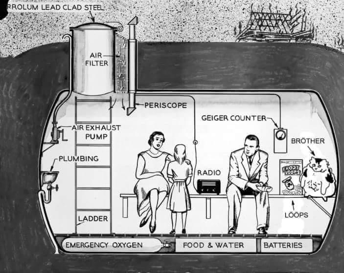 fallout shelters - Prolum Lead Clad Steel Air Filter Periscope Geiger Counter Air Exhaust Pump Brother Plumbing Radio Root Icons Ladder Loops Emergency Oxygen Food & Water Batteries