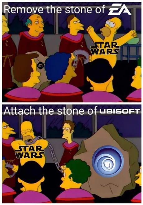 cartoon - Remove the stone of Ea Star Wars Ea Attach the stone of Ubisoft Star Wars