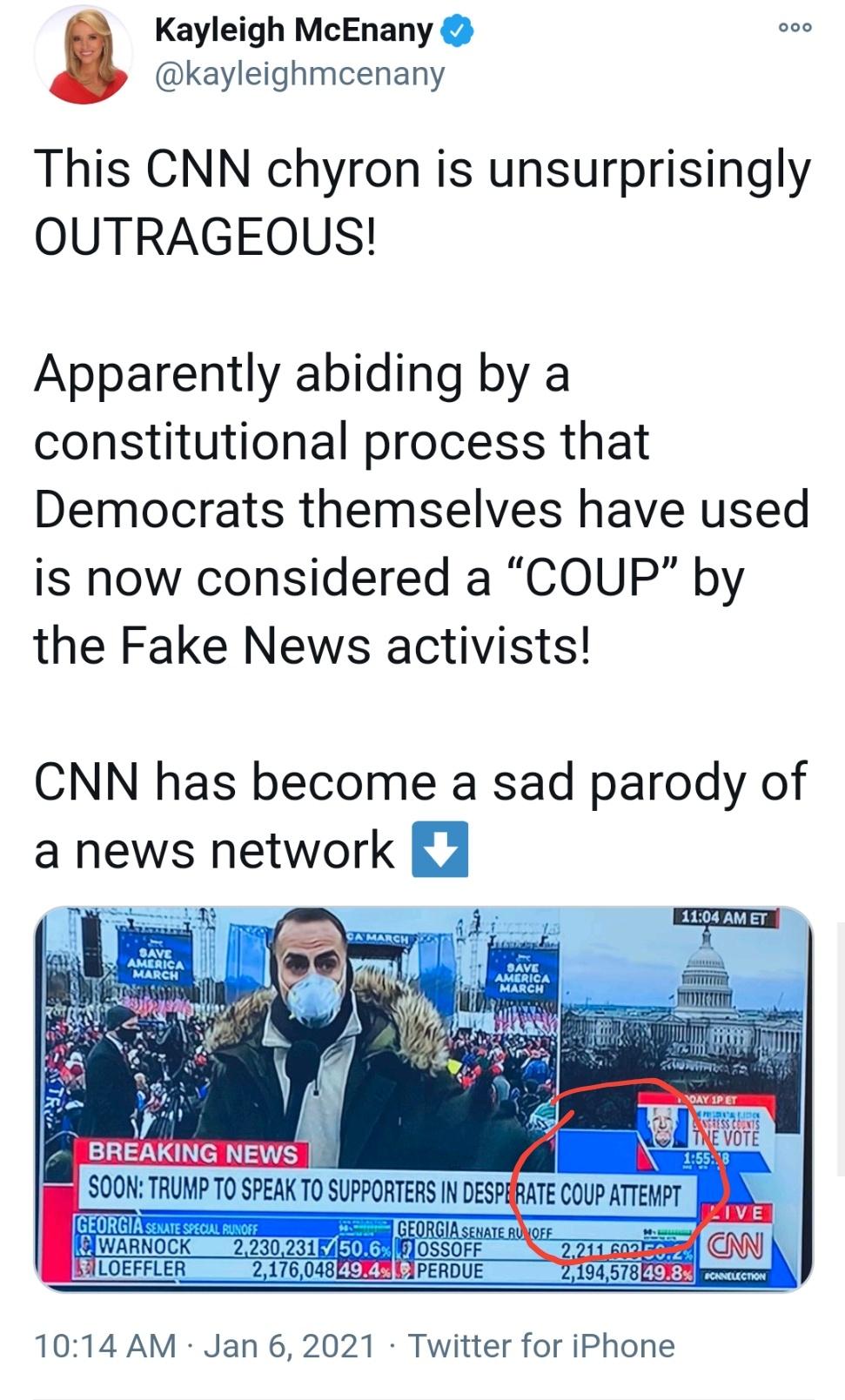 water - Ooo Kayleigh McEnany This Cnn chyron is unsurprisingly Outrageous! Apparently abiding by a constitutional process that Democrats themselves have used is now considered a "Coup" by the Fake News activists! Cnn has become a sad parody of a news netw