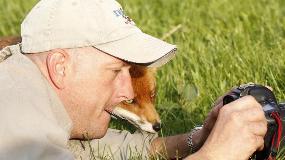 photographer with fox