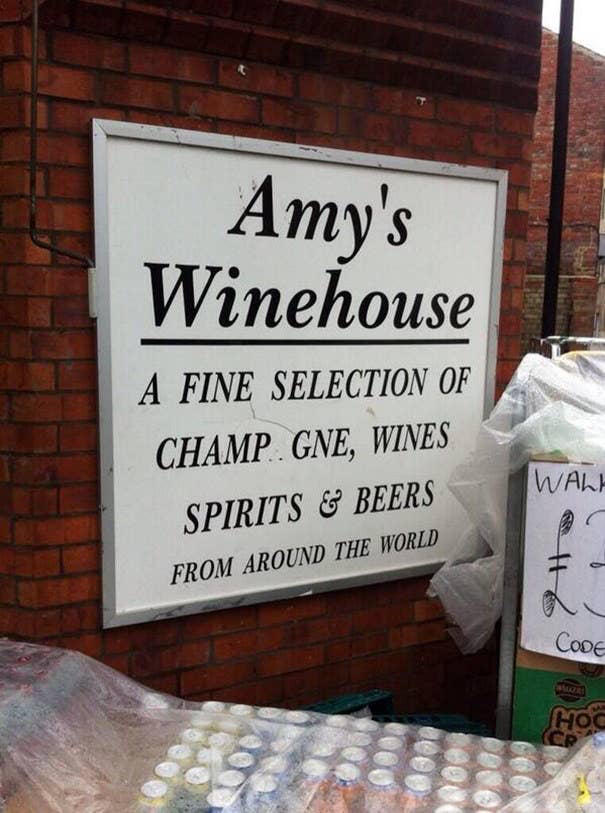 dumb named stores - Amy's Winehouse A Fine Selection Of Champ. Gne, Wines Iwall Spirits & Beers From Around The World Hoc Ce