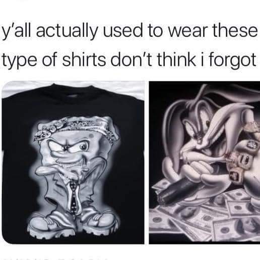 gangster spongebob shirts 2xl - y'all actually used to wear these type of shirts don't think i forgot