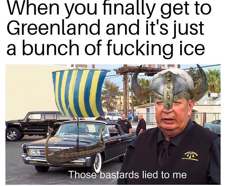 Internet meme - When you finally get to Greenland and it's just a bunch of fucking ice Those bastards lied to me