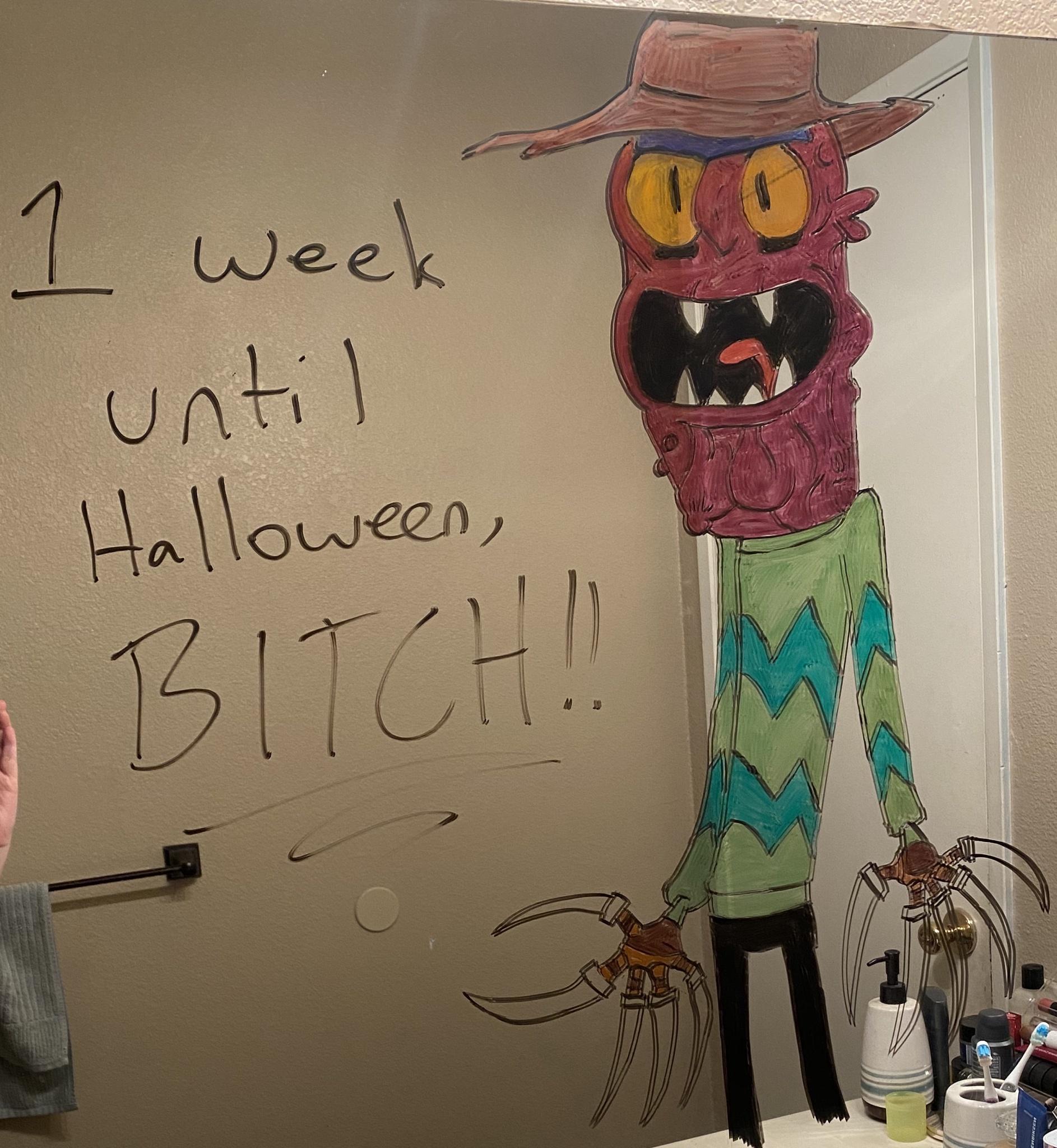 painting - 1 week 00 until Halloween, Bitch .