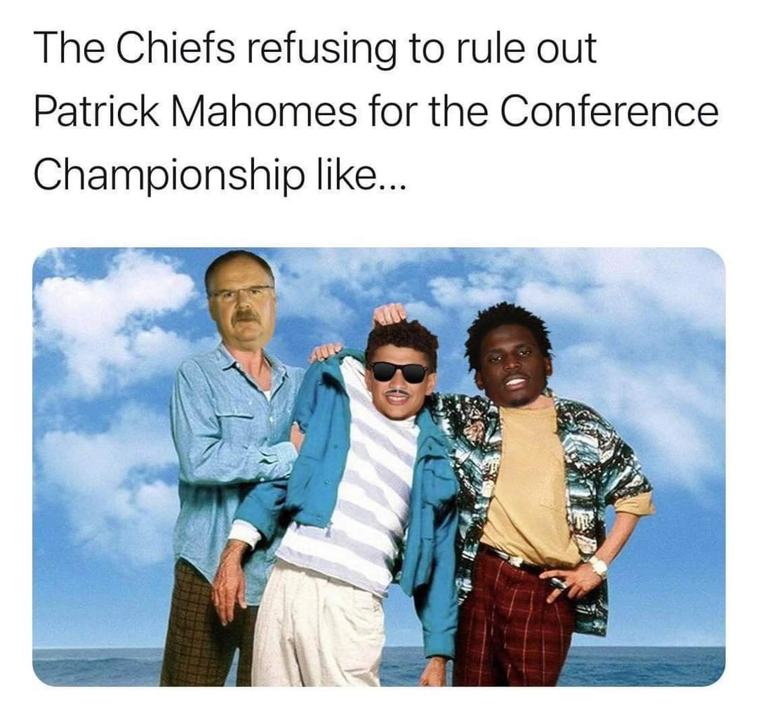 random pics - weekend at bernies - The Chiefs refusing to rule out Patrick Mahomes for the Conference Championship ...