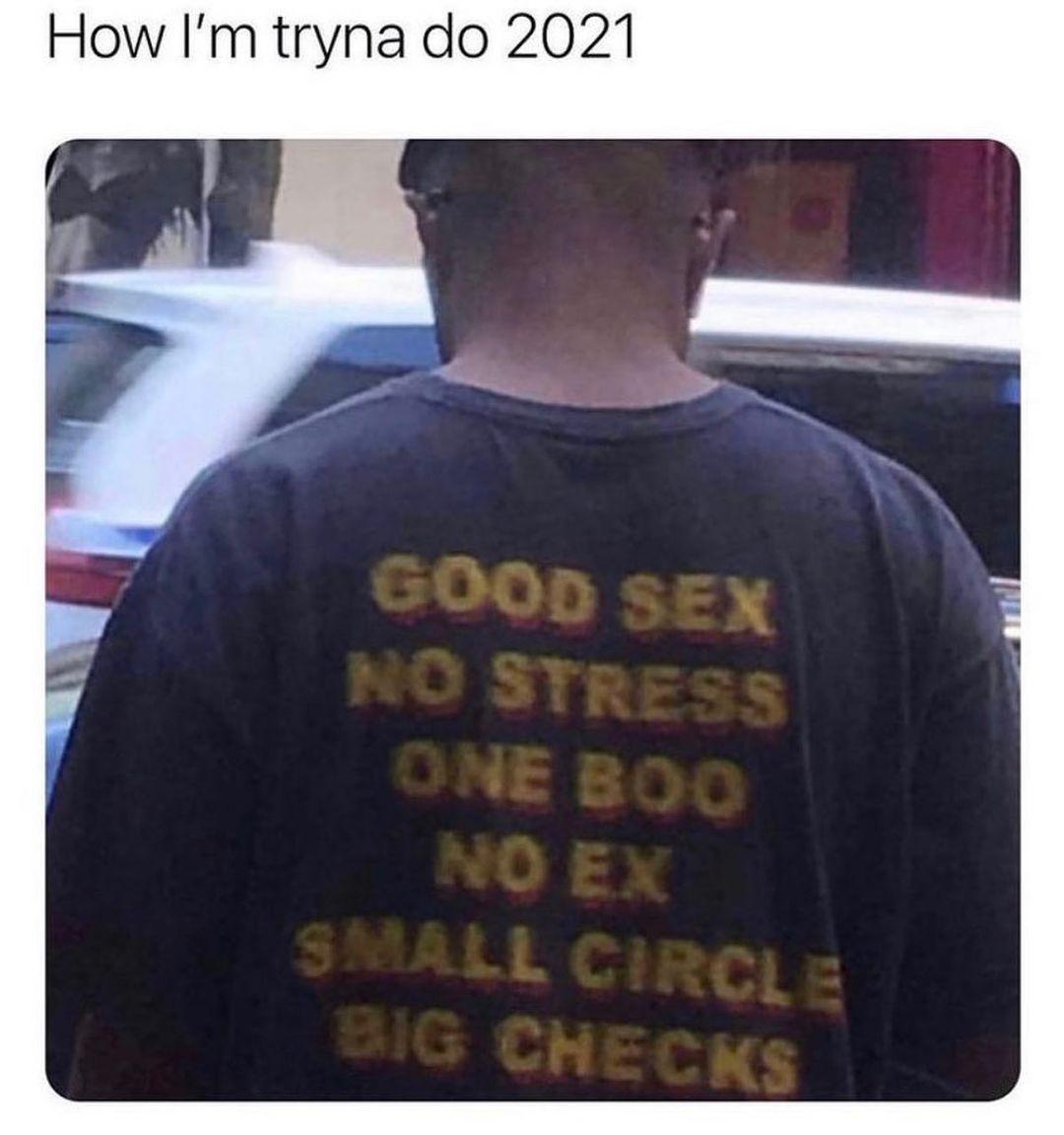 t shirt - How I'm tryna do 2021 Good Sex No Stress One Boo No Ex Small Circle Big Checks