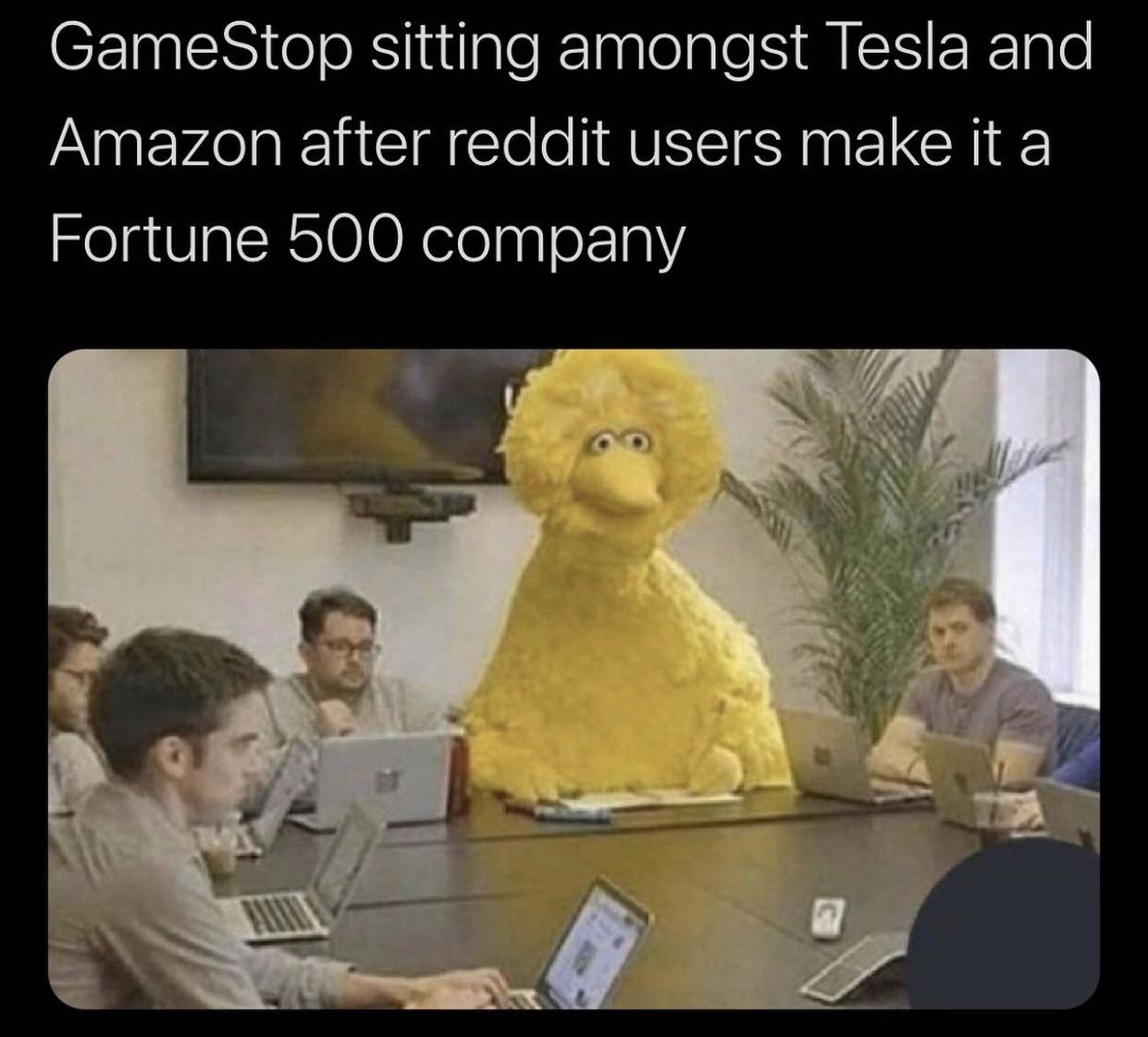 best memes - GameStop sitting amongst Tesla and Amazon after reddit users make it a Fortune 500 company