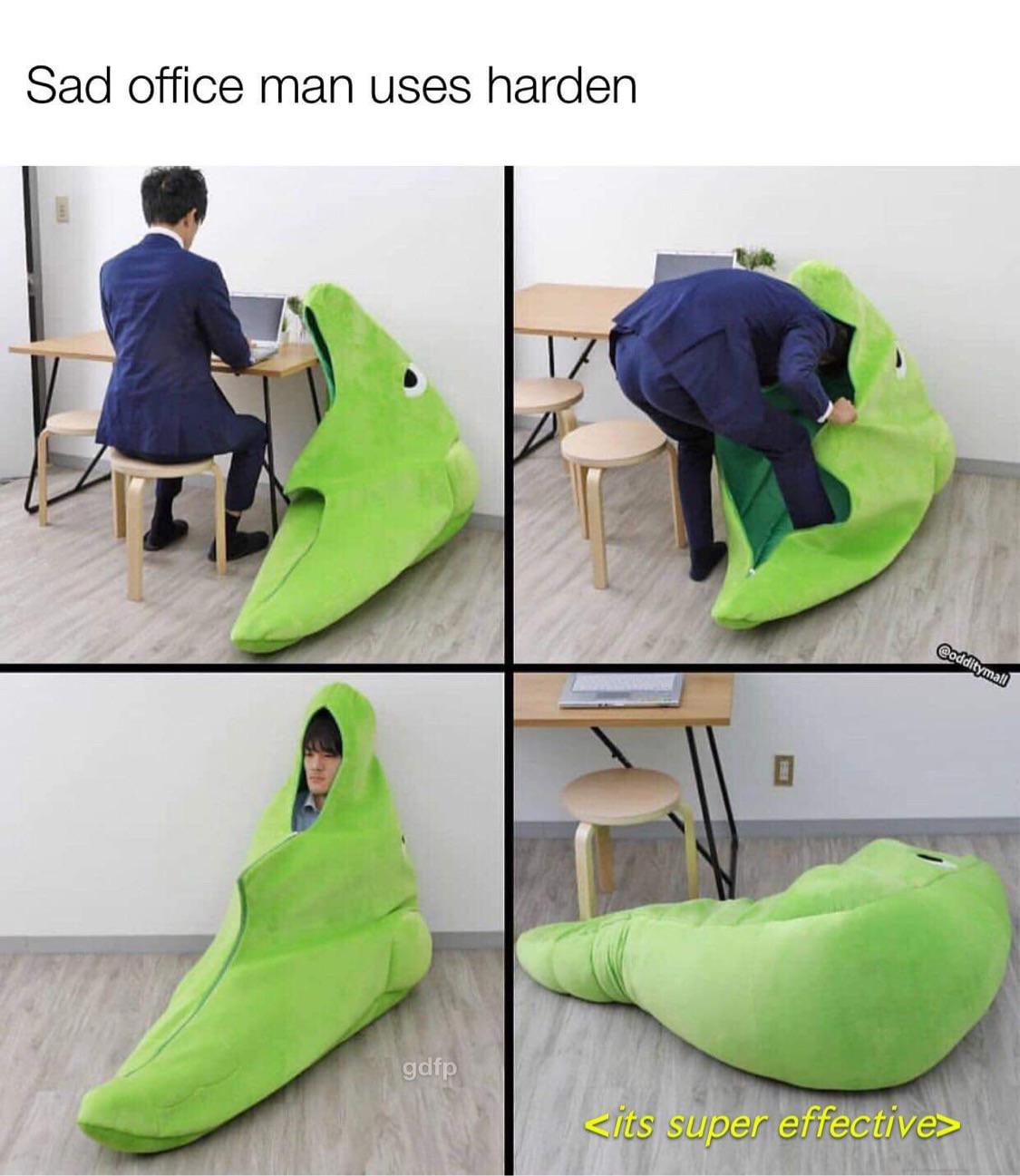 metapod sleeping bag - Sad office man uses harden gdfp