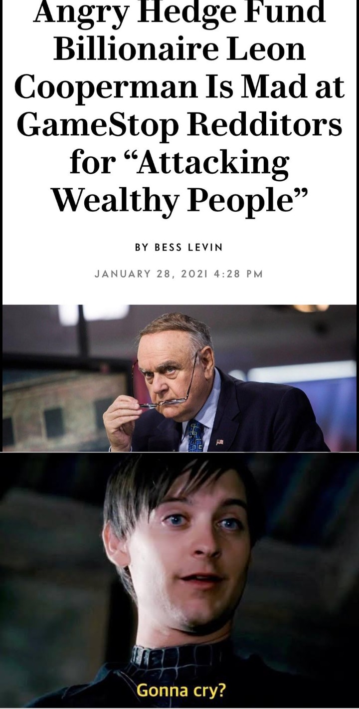 photo caption - Angry Hedge Fund Billionaire Leon Cooperman Is Mad at GameStop Redditors for "Attacking Wealthy People By Bess Levin Gonna cry?