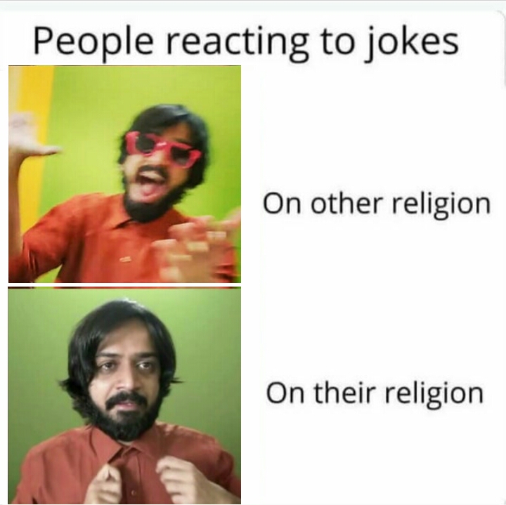 photo caption - People reacting to jokes On other religion On their religion