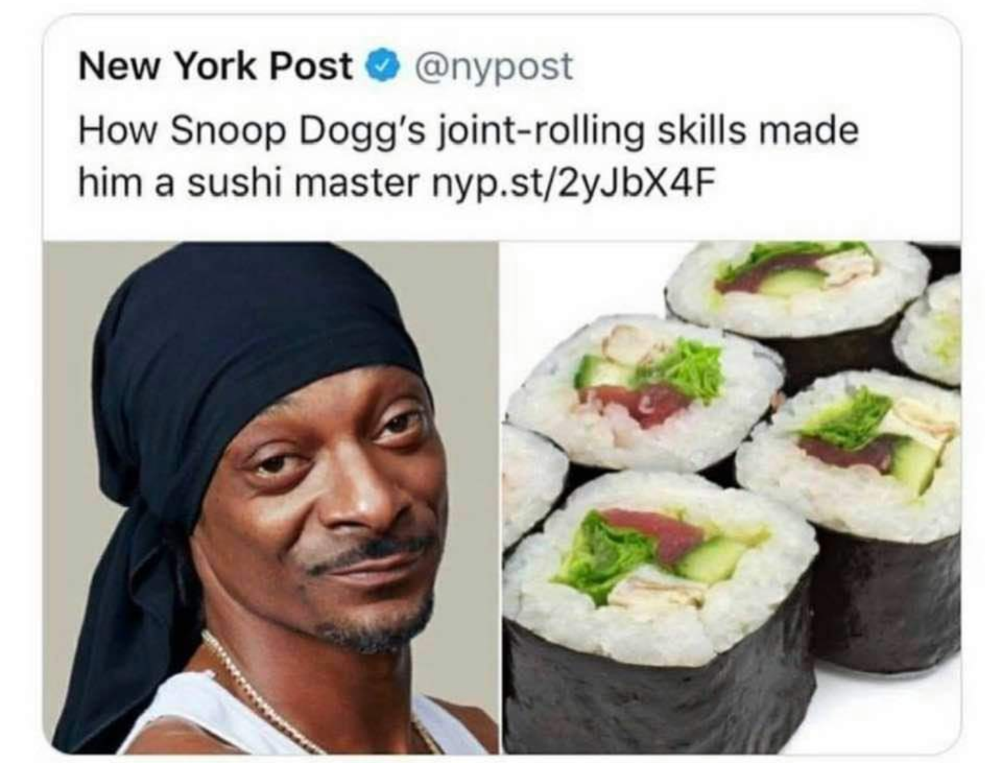 snoop dogg joint rolling sushi - New York Post How Snoop Dogg's jointrolling skills made him a sushi master nyp.st2yJbX4F