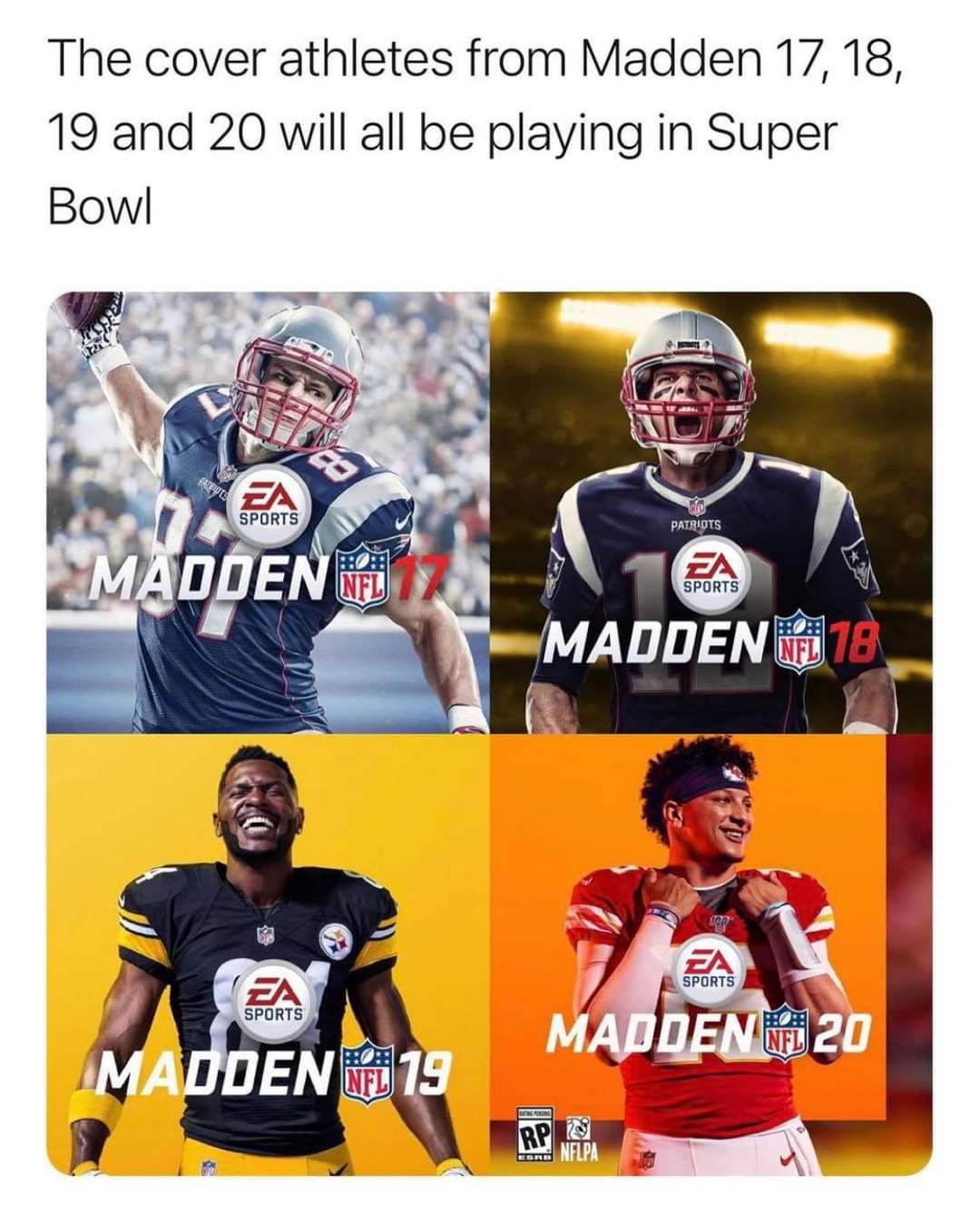 jersey - The cover athletes from Madden 17, 18, 19 and 20 will all be playing in Super Bowl Sports Patriots Madden Red Sports Madden Bel 18 427 Sports Sports Madden We 20 Madden 19 Rp Nelpa