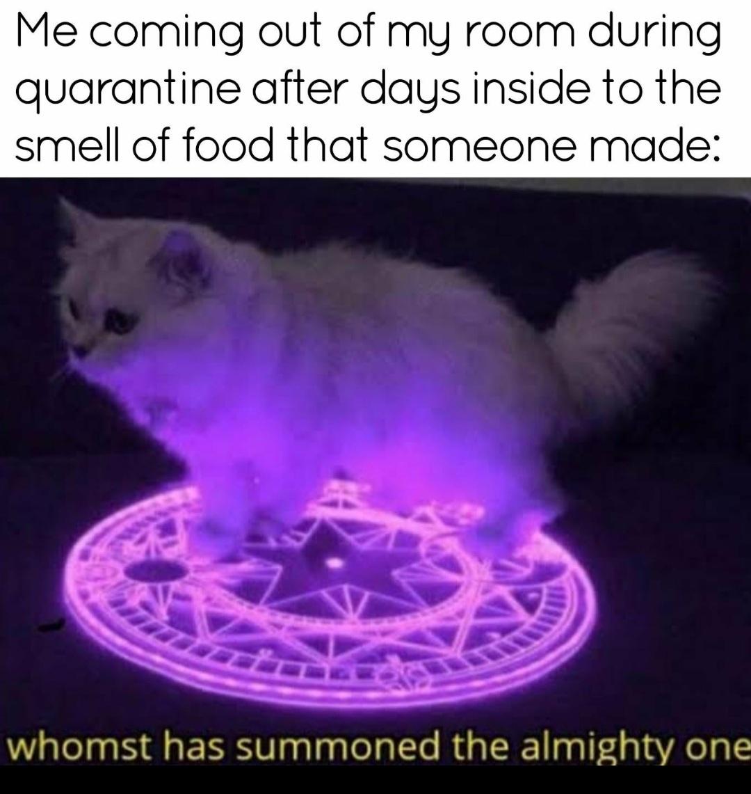 whomst has summon the almighty one - Me coming out of my room during quarantine after days inside to the smell of food that someone made whomst has summoned the almighty one