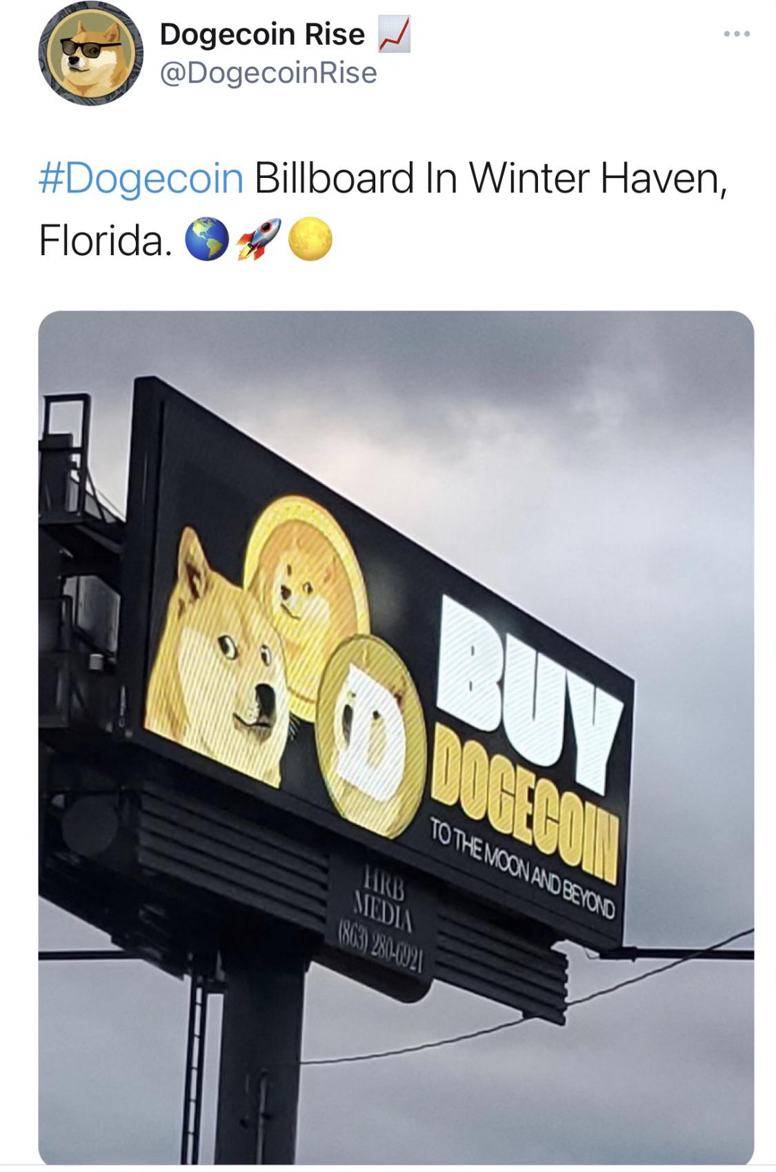 display advertising - Dogecoin Rise Billboard In Winter Haven, Florida. U Doceso To The Moon And Beyond Media 1803 280002