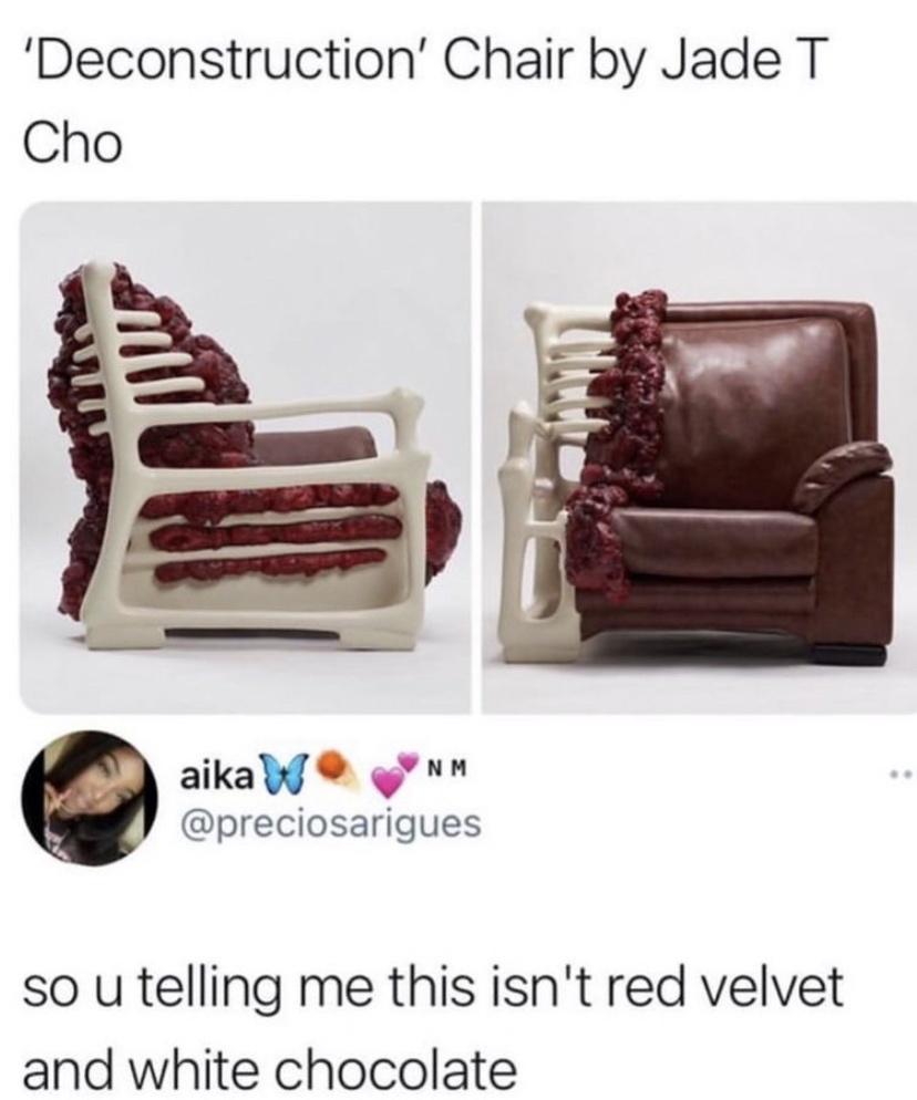 object deconstruction art - 'Deconstruction' Chair by Jade T Cho aika w Nm so u telling me this isn't red velvet and white chocolate