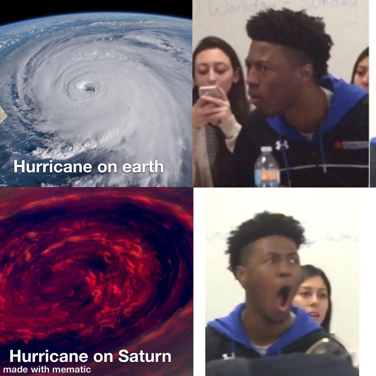 En Hurricane on earth Hurricane on Saturn made with mematic