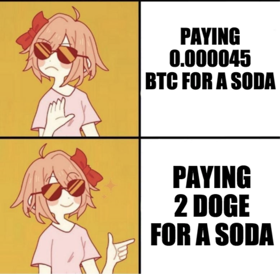 cartoon - Paying 0.000045 Btc For A Soda Paying 2 Doge For A Soda