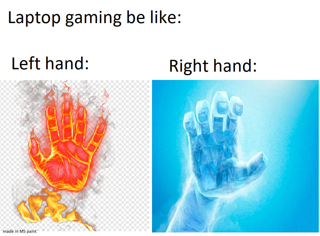funny memes - jaw - Laptop gaming be Left hand Right hand made in Ms paint