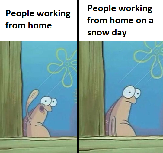 People working from home People working from home on a snow day