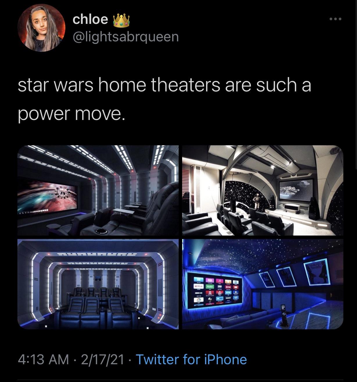 home theater rooms - chloe star wars home theaters are such a power move. S Sepedesees 21721 Twitter for iPhone