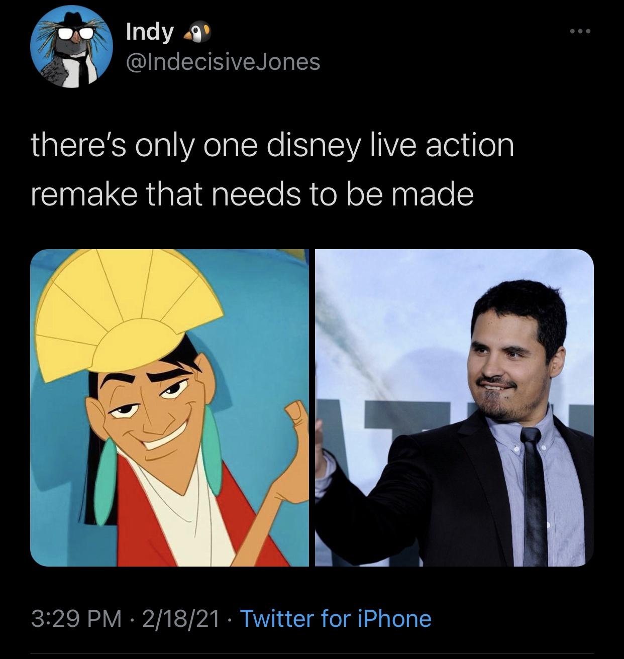 cartoon - Indy ng! Jones there's only one disney live action remake that needs to be made 21821 Twitter for iPhone