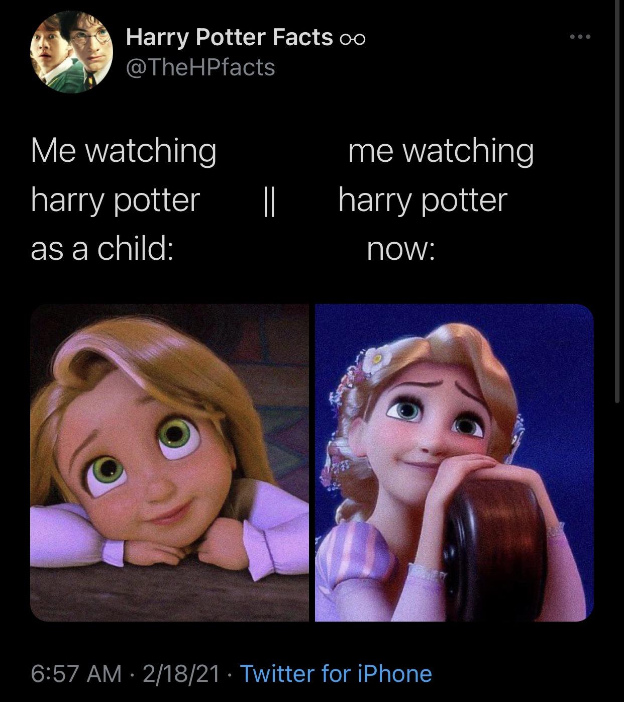 Harry Potter Facts oo Me watching harry potter as a child me watching harry potter Il now 21821 Twitter for iPhone
