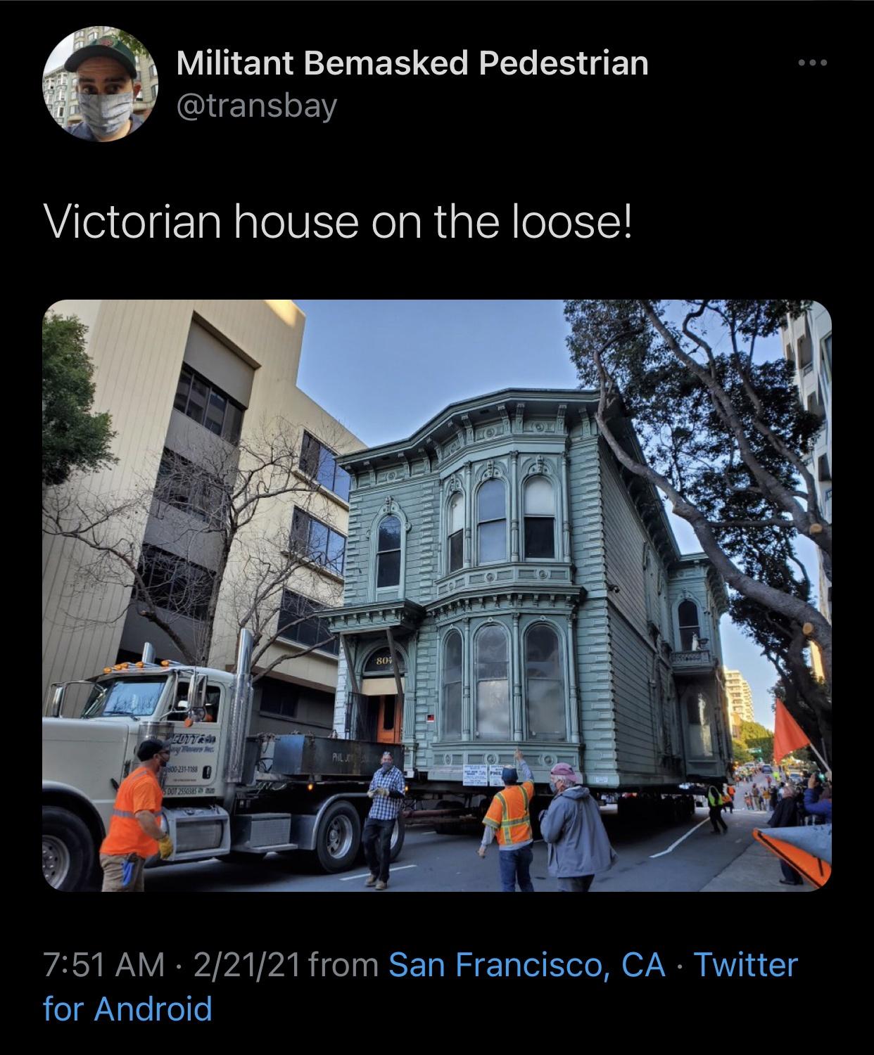 car - Militant Bemasked Pedestrian Victorian house on the loose! 80% Palje 2003 Dots 22121 from San Francisco, Ca Twitter for Android