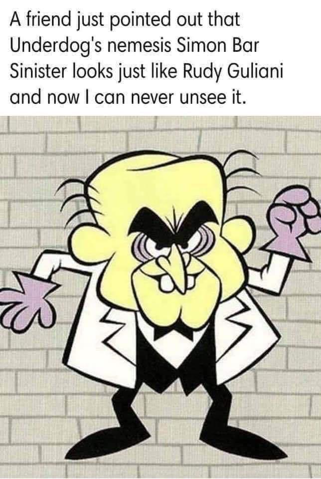 lionel barrymore cartoon voice - A friend just pointed out that Underdog's nemesis Simon Bar Sinister looks just Rudy Guliani and now I can never unsee it.