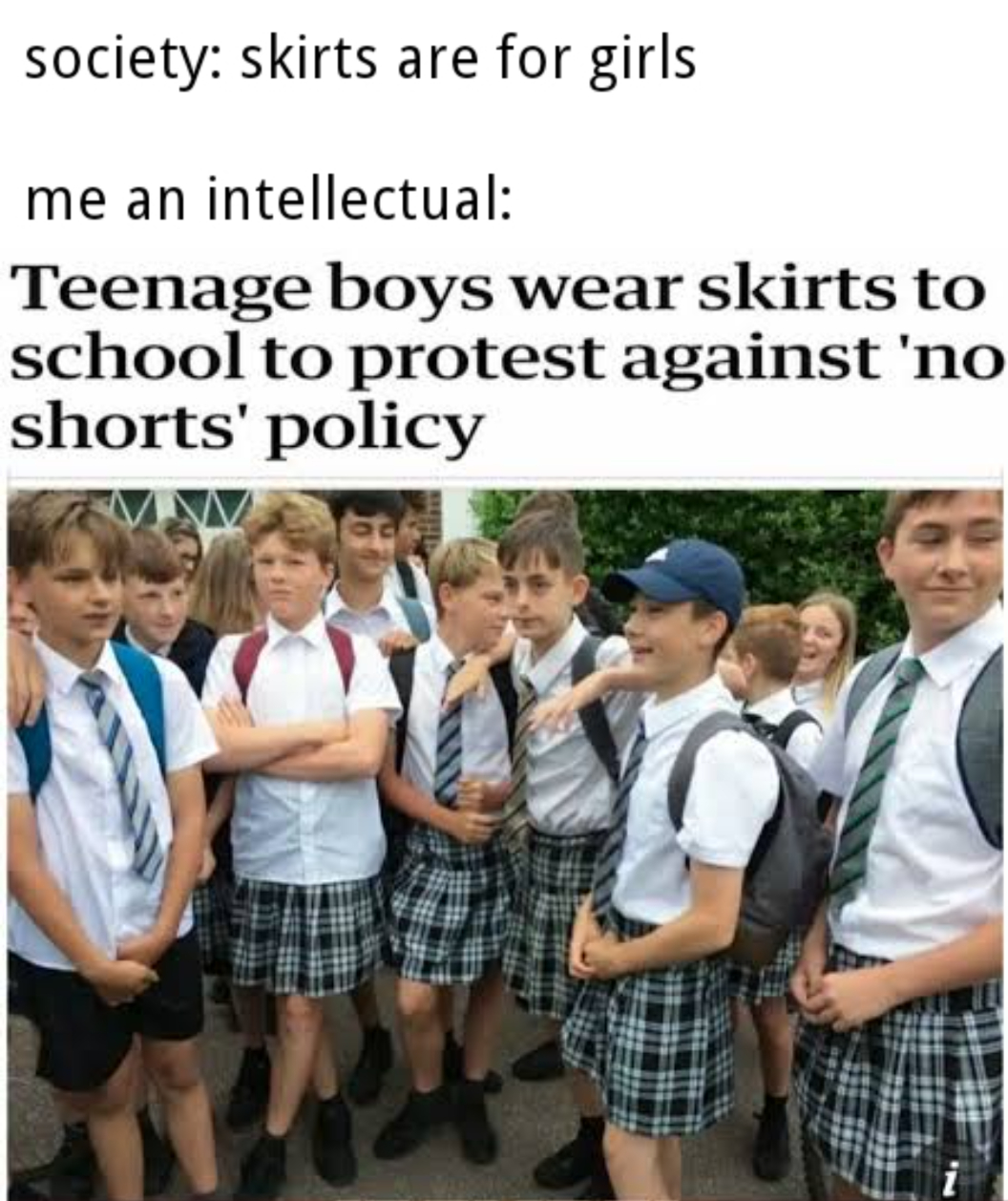 teen boys in skirts - society skirts are for girls me an intellectual Teenage boys wear skirts to school to protest against 'no shorts' policy