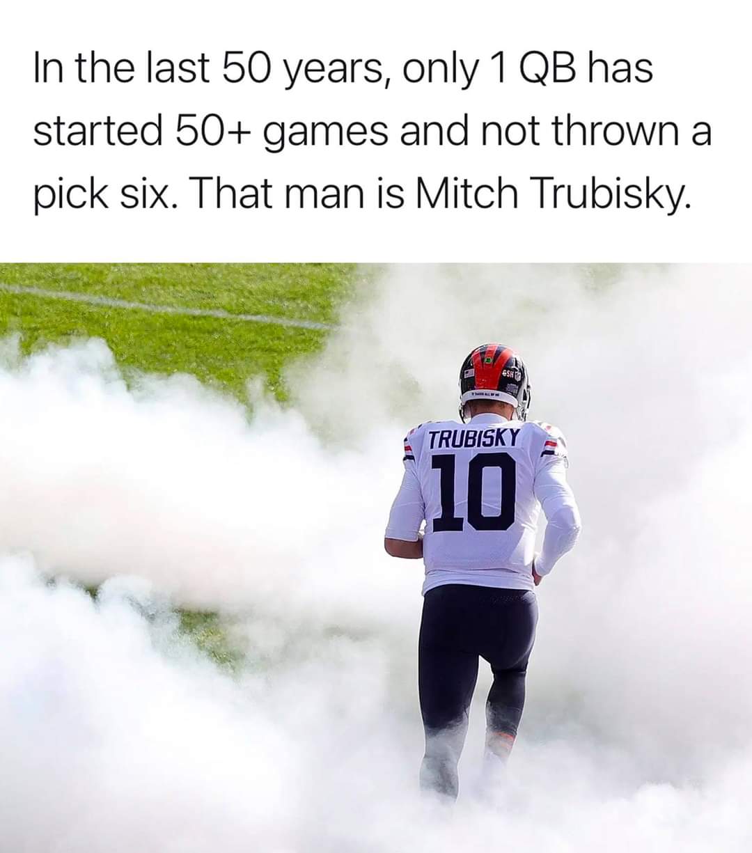mitchell trubisky getty - In the last 50 years, only 1 Qb has started 50 games and not thrown a pick six. That man is Mitch Trubisky. 45H Trubisky 10