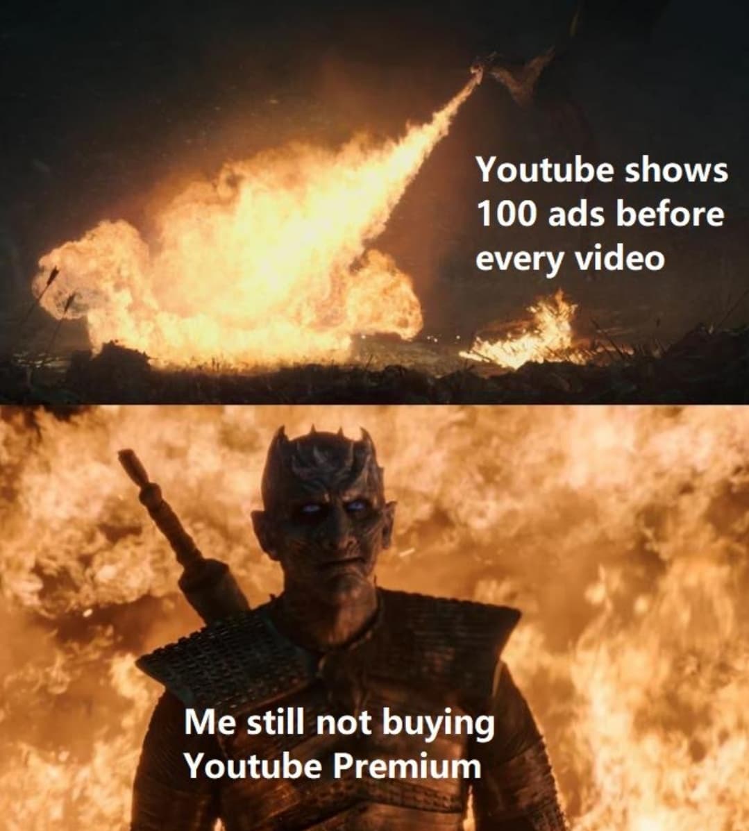 infj entp meme - Youtube shows 100 ads before every video Me still not buying Youtube Premium