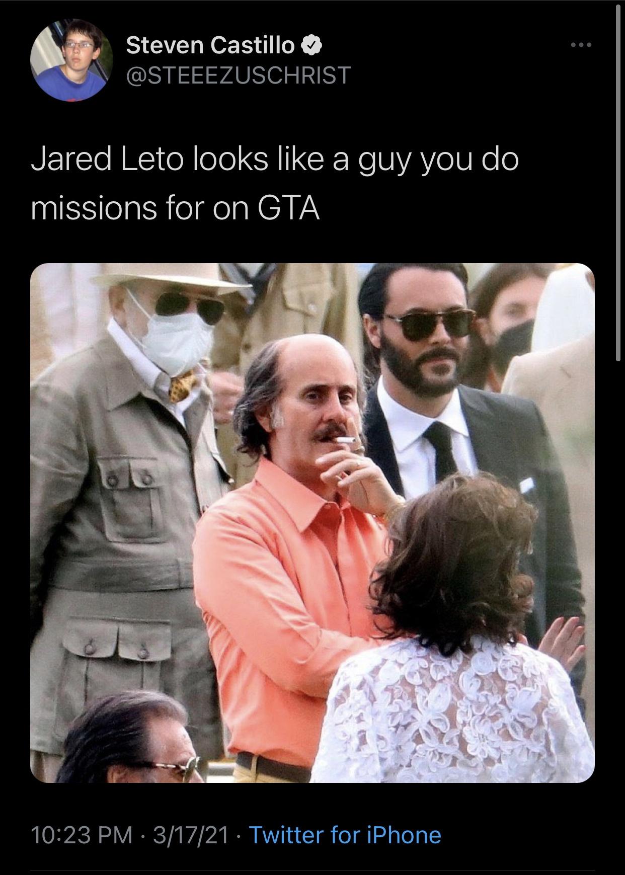 photo caption - Steven Castillo Jared Leto looks a guy you do missions for on Gta 0 31721 Twitter for iPhone
