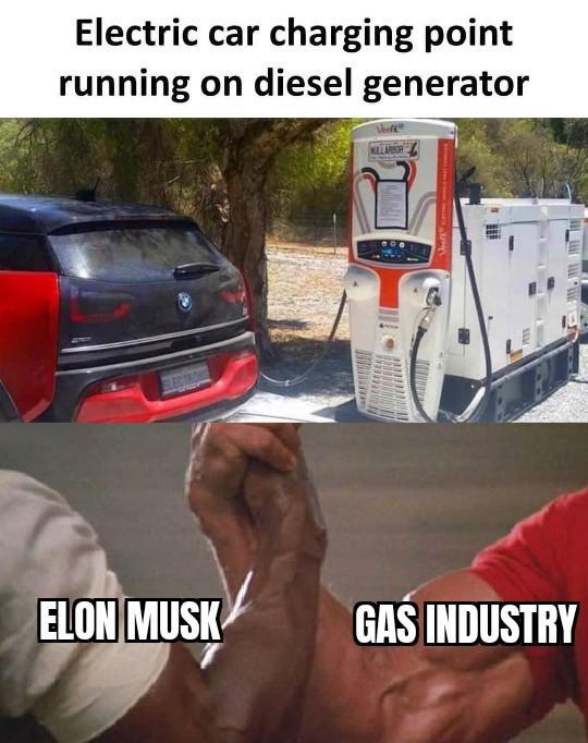 car - Electric car charging point running on diesel generator M. Elon Musk Gas Industry